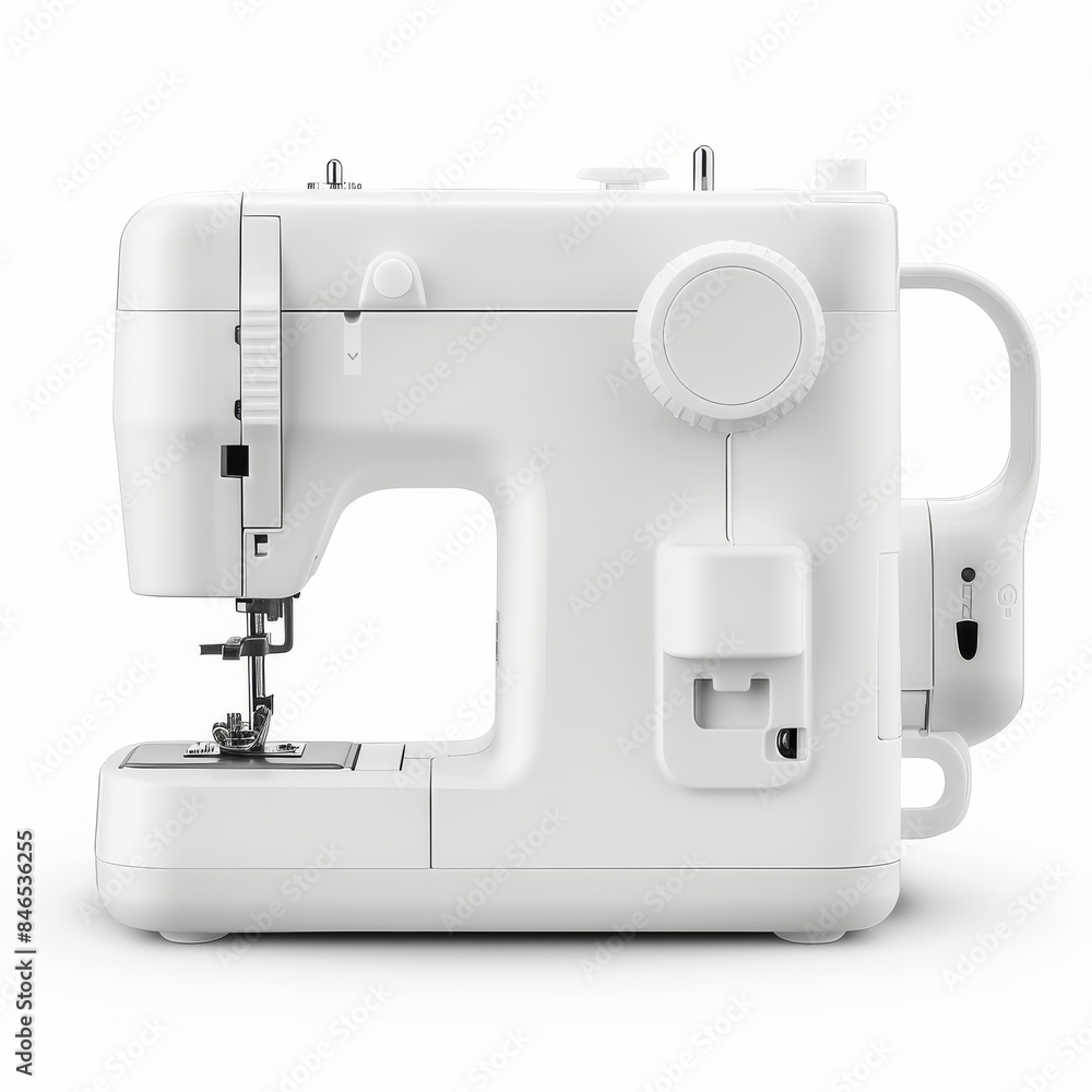 Modern White Sewing Machine on a table. 3d Rendering. Modern White Sewing Machine on a table. 3d Rendering.