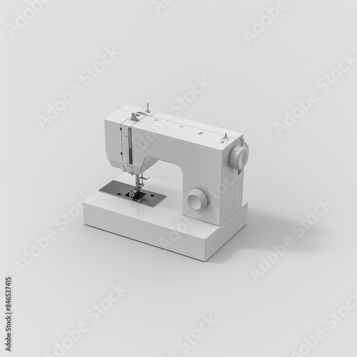 Modern White Sewing Machine on a table. 3d Rendering.