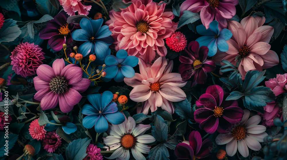 A view of the flowers from above reveals an endless sea of colors and textures that seamlessly intertwine with each other, creating a harmonious and vibrant surface. A view of the flowers from above reveals an endless sea of colors and textures that seamlessly intertwine with each other, creating a harmonious and vibrant surface.