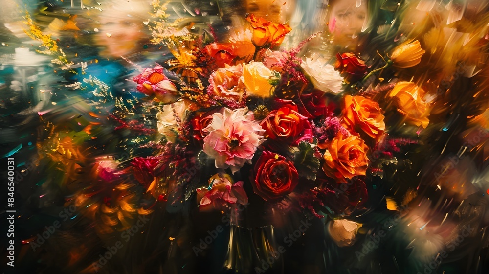 Lively Bouquet Toss Captures Celebratory Essence with Rich Oil Painting Technique Lively Bouquet Toss Captures Celebratory Essence with Rich Oil Painting Technique