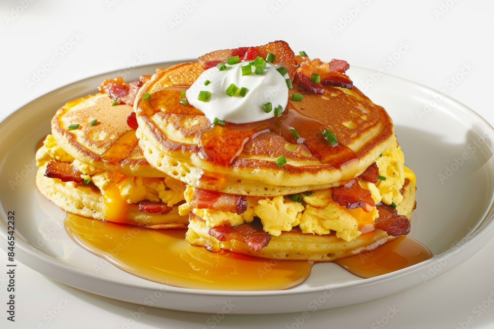 Fluffy Pancakes Filled with Bacon, Eggs, and Cheese Fluffy Pancakes Filled with Bacon, Eggs, and Cheese