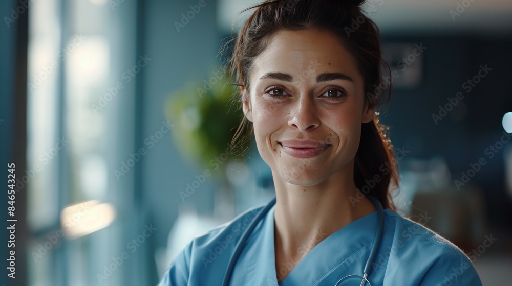 Half body image of a professional nurse (RN) Standing and smiling, looking at the camera in the studio. Half body image of a professional nurse (RN) Standing and smiling, looking at the camera in the studio.