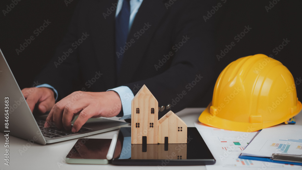 Real estate agents offer housing estates in projects, Presenting information about homes and purchasing. Real estate trading concept, Planning to buy property, Real estate business Real estate agents offer housing estates in projects, Presenting information about homes and purchasing. Real estate trading concept, Planning to buy property, Real estate business