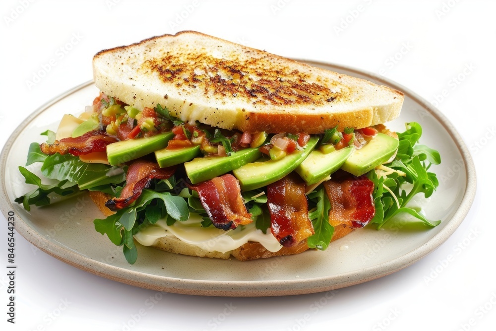Scrumptious Bacon, Lettuce, and Salsa Sandwich with Creamy Mayonnaise and Peppery Arugula Scrumptious Bacon, Lettuce, and Salsa Sandwich with Creamy Mayonnaise and Peppery Arugula