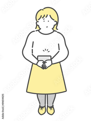 ホッカイロを使用する女性　イラスト