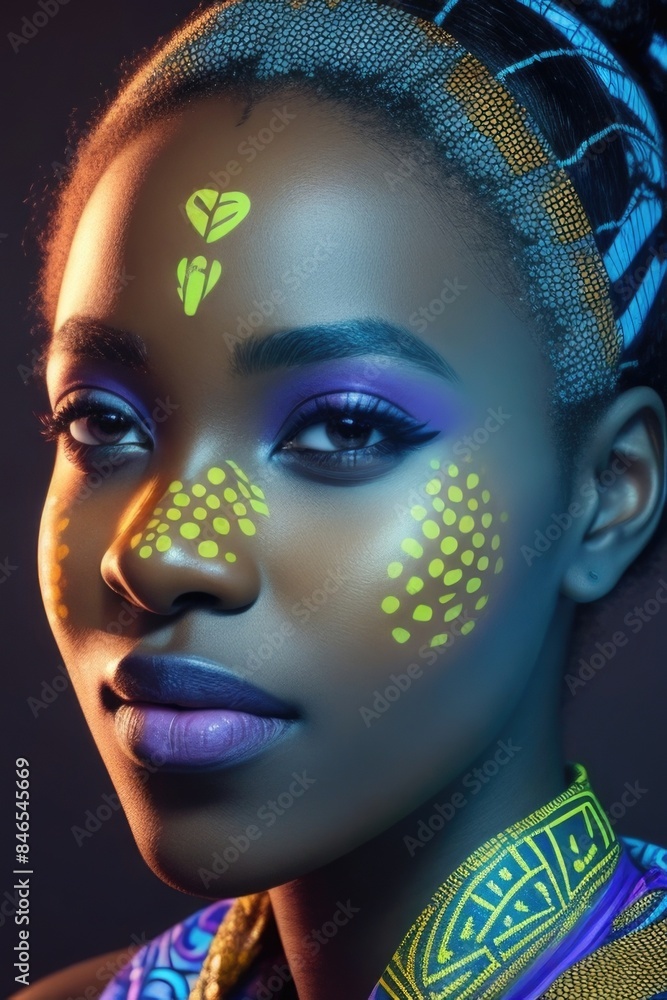 African woman with bright makeup African woman with bright makeup
