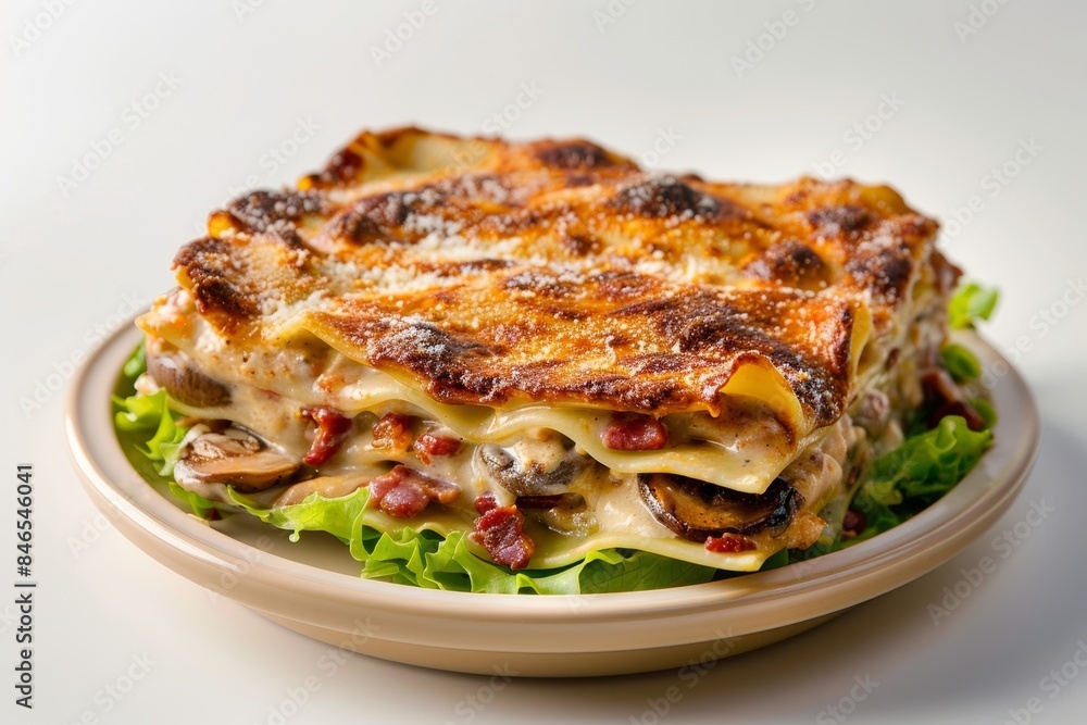 Golden-Brown Crusted Bacon and Mushroom Lasagna Golden-Brown Crusted Bacon and Mushroom Lasagna