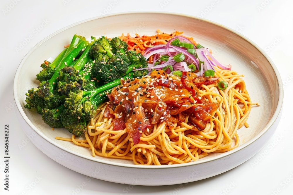 Bacon and Kimchi Noodle Stir-Fry with a Hint of Sweetness Bacon and Kimchi Noodle Stir-Fry with a Hint of Sweetness
