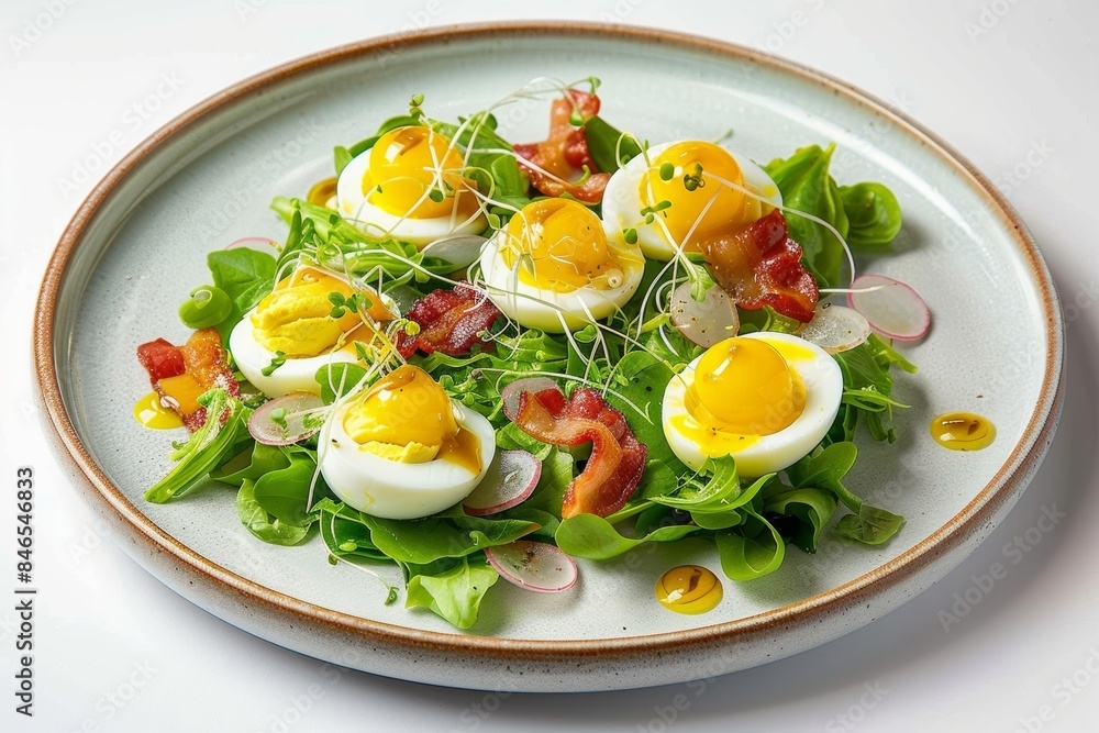 Hearty Bacon and Egg Salad with Creamy Dressing and Fresh Chives Hearty Bacon and Egg Salad with Creamy Dressing and Fresh Chives
