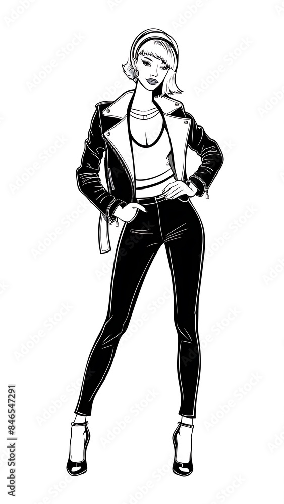 Black Line Trendy Line Art Woman Black Line Trendy Line Art Woman