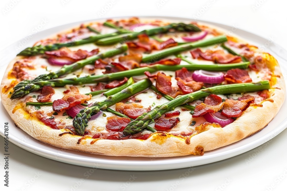 Delicious Bacon and Asparagus Pizza with Tender Asparagus Spears Delicious Bacon and Asparagus Pizza with Tender Asparagus Spears