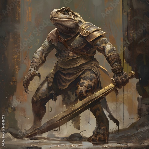 Half-frogman in warrior clothing.