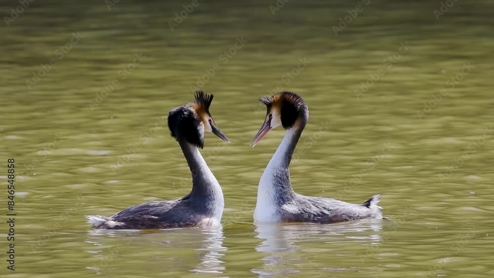 Great Crested Grebe Mirroring During Courtship Great Crested Grebe Mirroring During Courtship