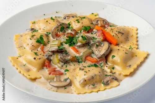 Flavorful Bacon and Mushroom Ravioli with Creamy Sauce