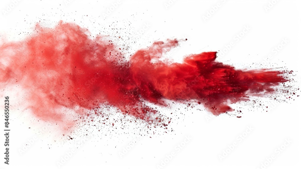 Red Powder Explosion on White Background, Generative AI Red Powder Explosion on White Background, Generative AI