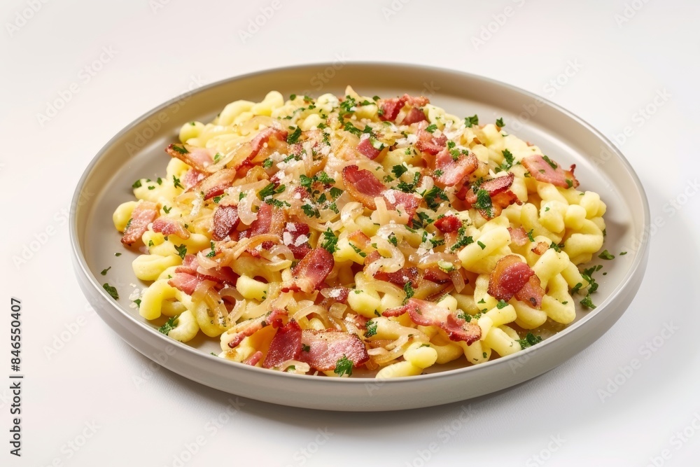 Bacon Onion Spätzle with a Touch of Fresh Parsley and Savory Seasoning Bacon Onion Spätzle with a Touch of Fresh Parsley and Savory Seasoning