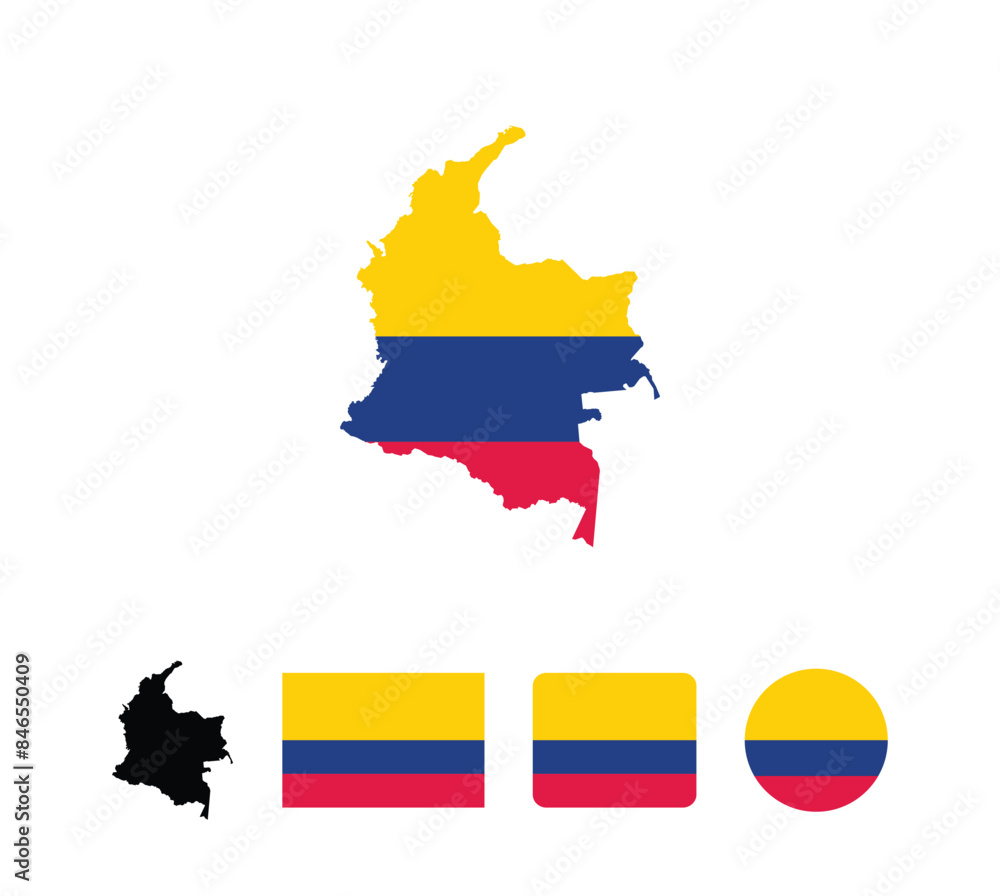 Obraz premium Vector Colombia flag. Set of Colombia Flags Collection.