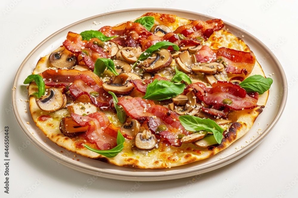 Bacon and Mushroom Flatbread: A Delicious Gourmet Dish Bacon and Mushroom Flatbread: A Delicious Gourmet Dish