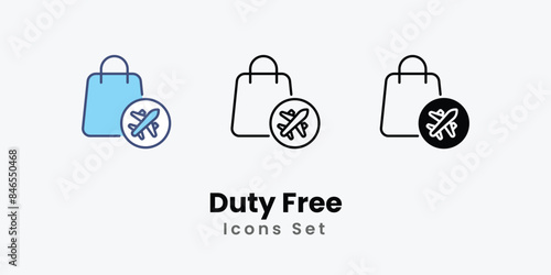 Duty Free icons vector set stock illustration