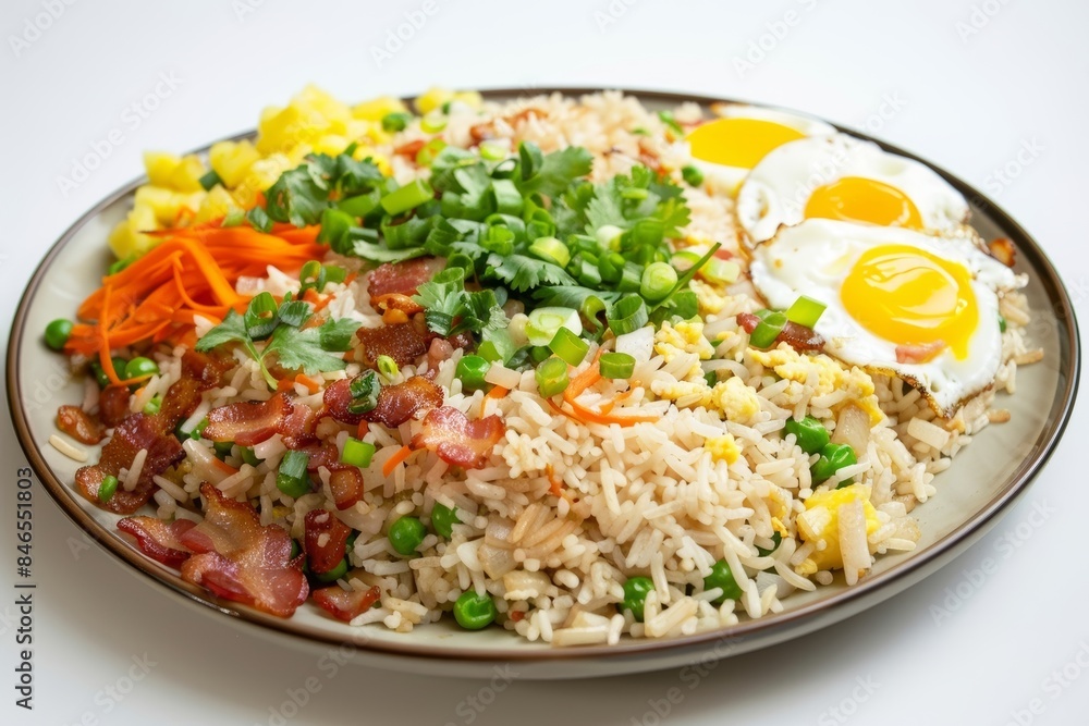 Bacon Fried Rice with Infused Sesame Oil and Aromatic Trio Bacon Fried Rice with Infused Sesame Oil and Aromatic Trio