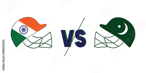 Pak Vs Ind international Cricket Flags and Helmet design. Pakistan vs India. Editable EPS file Vector Illustration Social media post or Sports template Banner. icon Flags. Isolated on white background