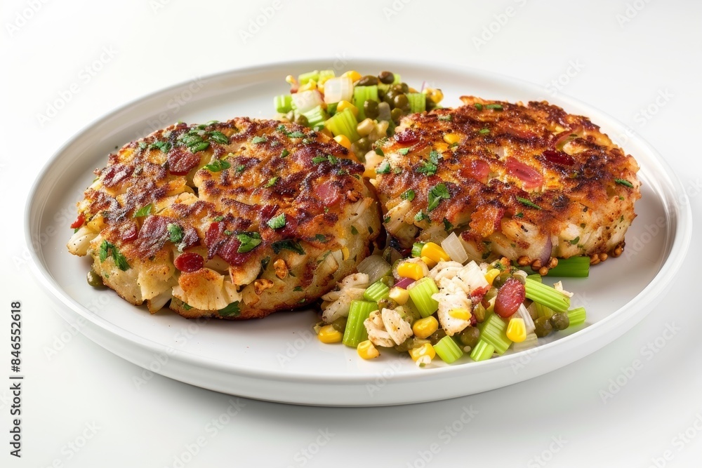 Gourmet Crab Cakes with Vibrant Pimiento-Corn Gourmet Crab Cakes with Vibrant Pimiento-Corn
