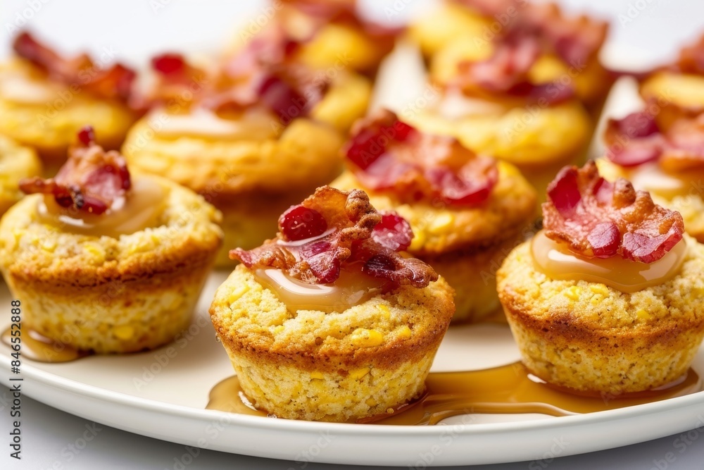 Fluffy Bacon Cornbread Cupcakes with a Sweet Honey Drizzle Fluffy Bacon Cornbread Cupcakes with a Sweet Honey Drizzle