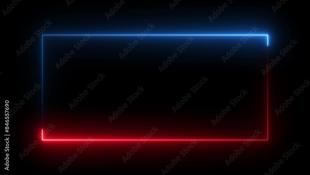 Neon rectangle frame. Abstract blue and red neon glowing line frame, animated moving led light screen box projection 4k rendering. beautiful bright light neon rectangle frame. Neon rectangle frame. Abstract blue and red neon glowing line frame, animated moving led light screen box projection 4k rendering. beautiful bright light neon rectangle frame.
