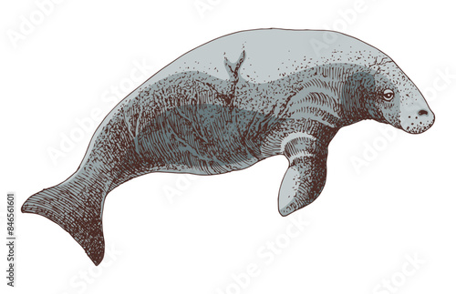 Stellers sea cow extinct animal sketch