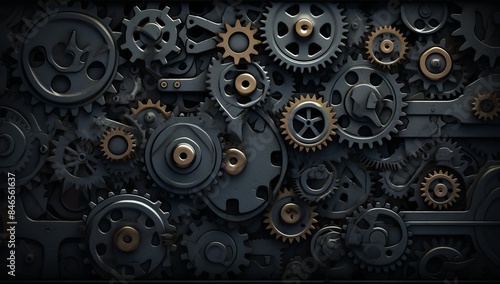 Wallpaper Mural Close up of a group of metal gears interlocked together in a complex mechanism. Torontodigital.ca