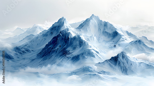 the ice has a stunning frozen texture creating an exquisite scenery with a copy space image isolated on white background, hyperrealism, png © Anton