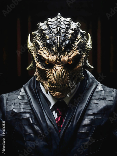 Obraz na płótnie Reptilian shapeshifter Supreme court, Corrupted dishonest judge in court room, lizard people w salonie