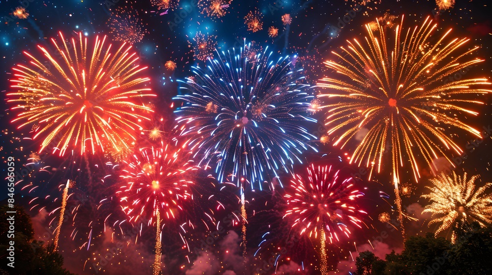 Animated fireworks to celebrate various important events with vibrant colors and dazzling displays ai image Animated fireworks to celebrate various important events with vibrant colors and dazzling displays ai image