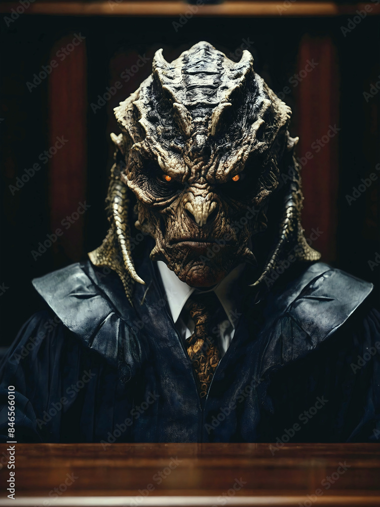 Reptilian shapeshifter Supreme court, Corrupted dishonest judge in court room, lizard people