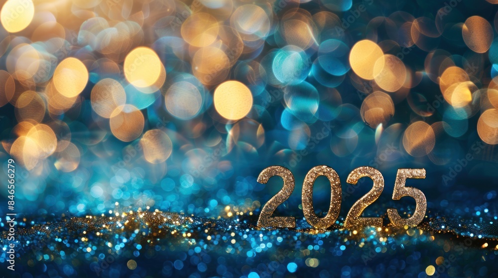 Happy New Year 2025, shiny confetti. Bokeh background Happy New Year 2025, shiny confetti. Bokeh background