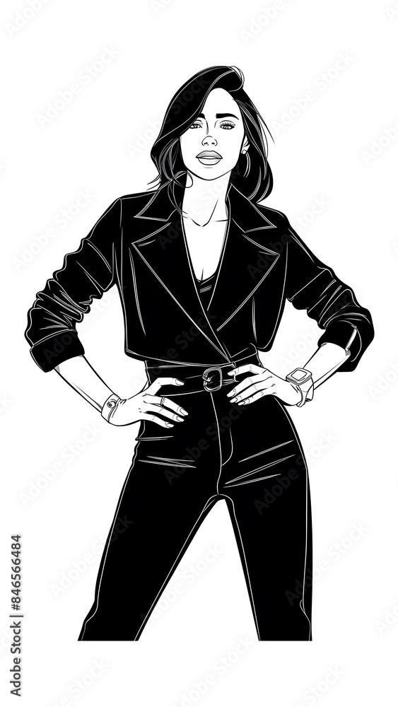 Black Line Trendy Line Art Woman Black Line Trendy Line Art Woman