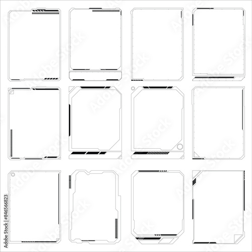 Vector Abstract frames with a technology futuristic interface HUD vector design. This sophisticated and modern design is perfect for projects seeking an advanced, high-tech appearance.