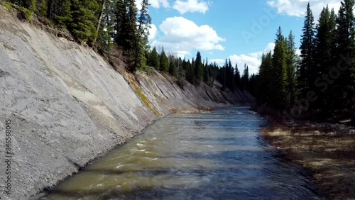 Small river flowing with trees beside it
