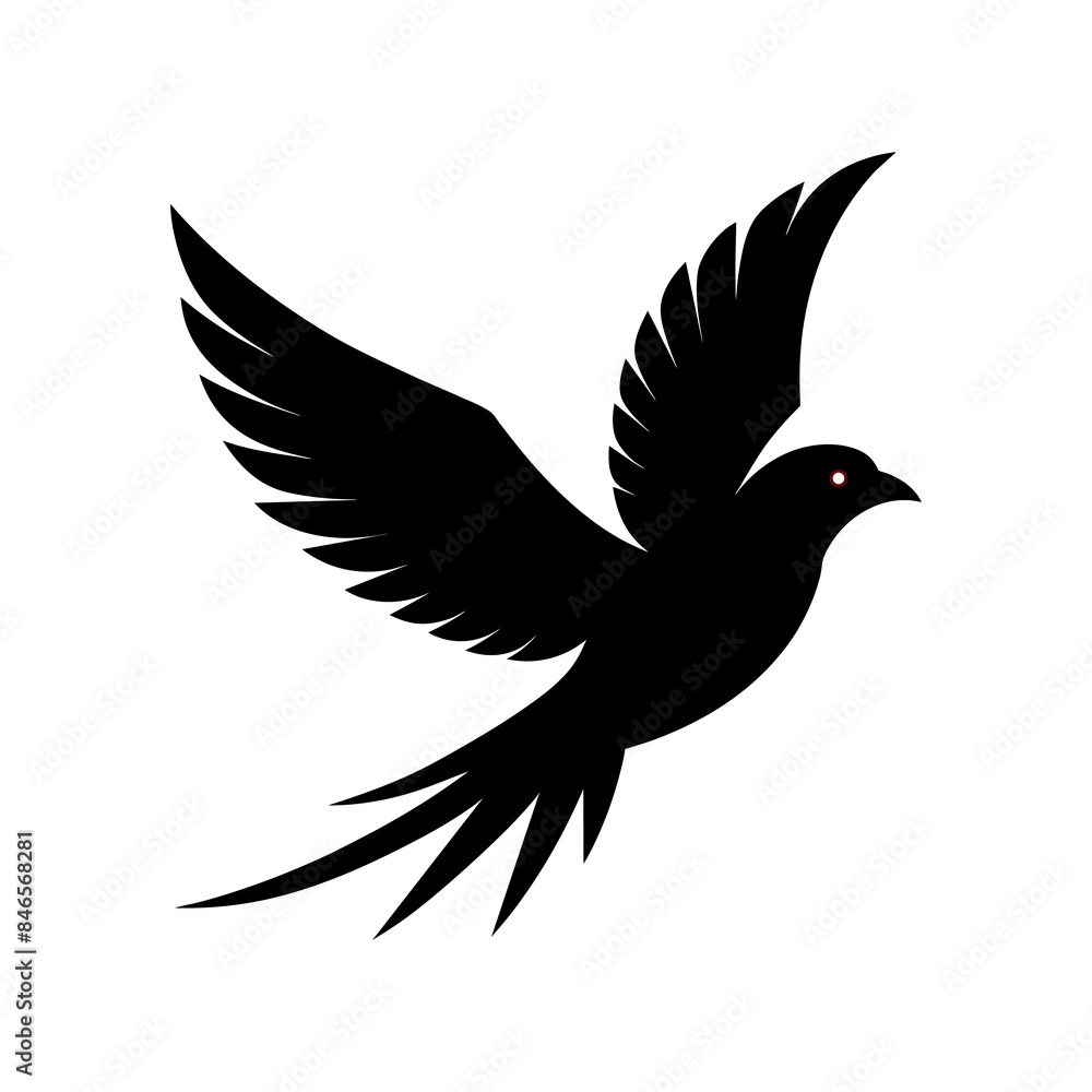 Flying bird black silhouette without background Flying bird black silhouette without background