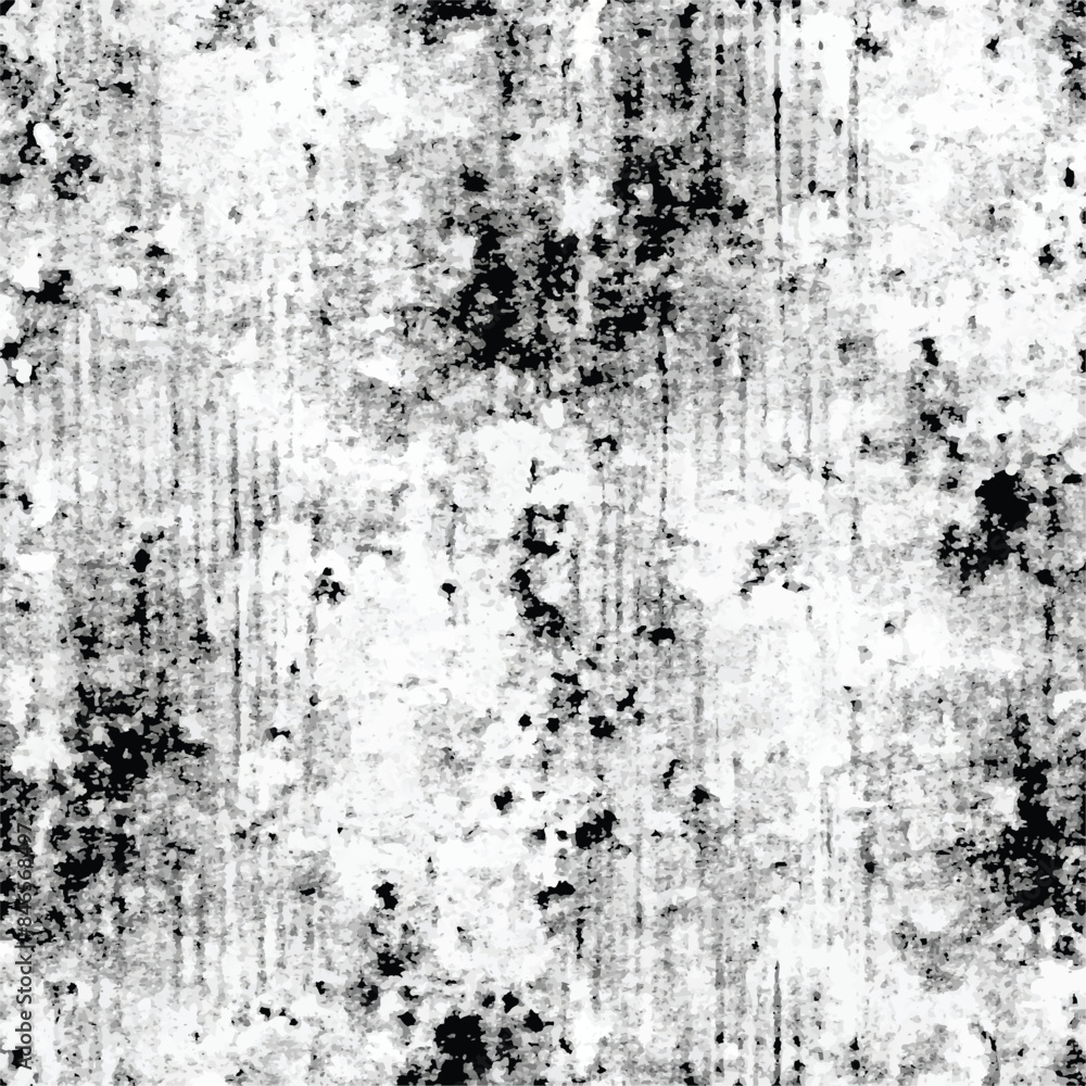 Fototapeta premium Grunge background black and white. Texture of chips, cracks, scratches, scuffs, dust, dirt. Dark monochrome surface. Old vintage vector pattern