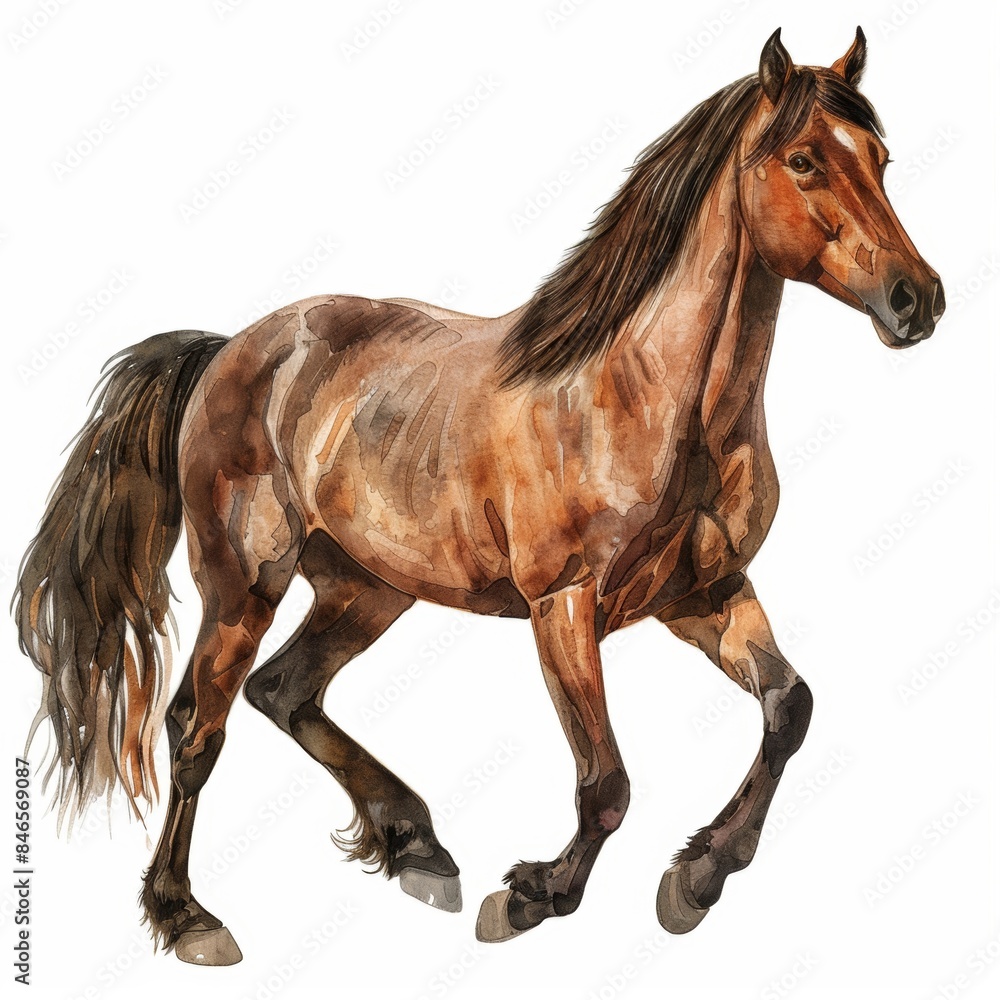Obraz premium Stunning watercolor clipart featuring a majestic horse