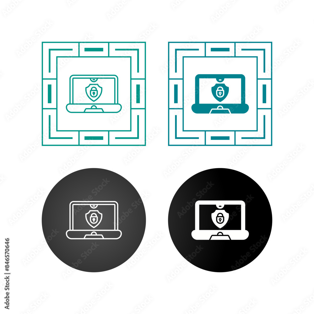 Laptop Security Vector Icon Laptop Security Vector Icon