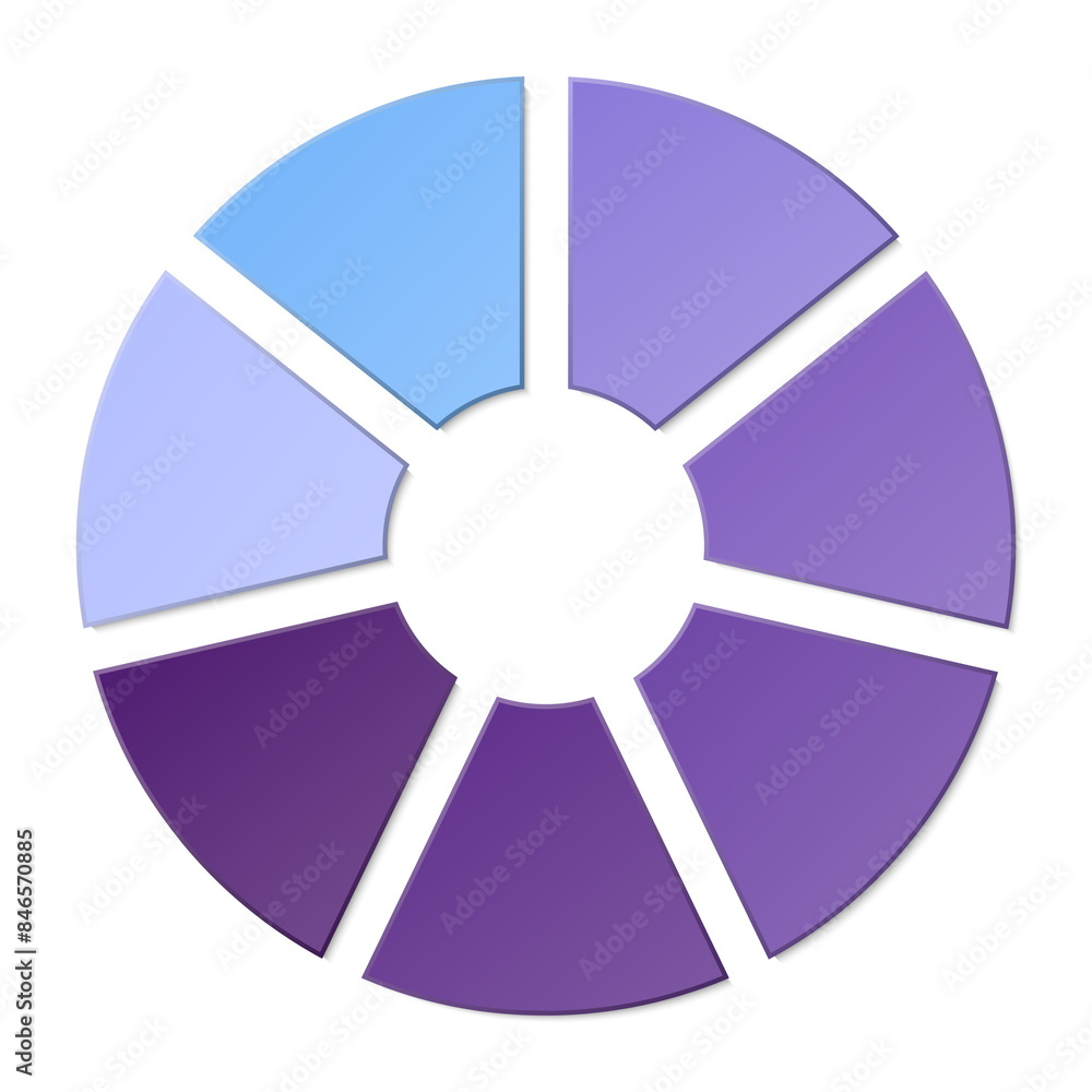 Blue tone circle infographic with 7 steps, process or options. Blue tone circle infographic with 7 steps, process or options.