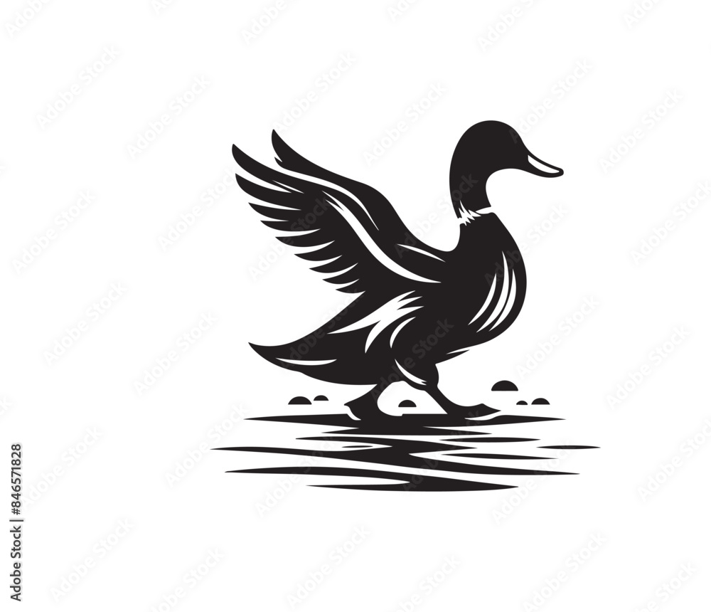 Obraz premium Dynamic Vector Duck Silhouette Drawing