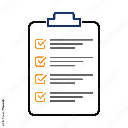 clipboard icon with checklist. clip board outline icon with checkbox form and survey checklist. vector illustration on transparent background.