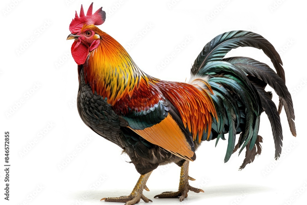 Fototapeta premium A big rooster with a white background