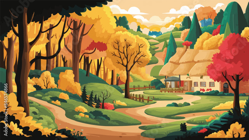 Vector Flat autumn illustration