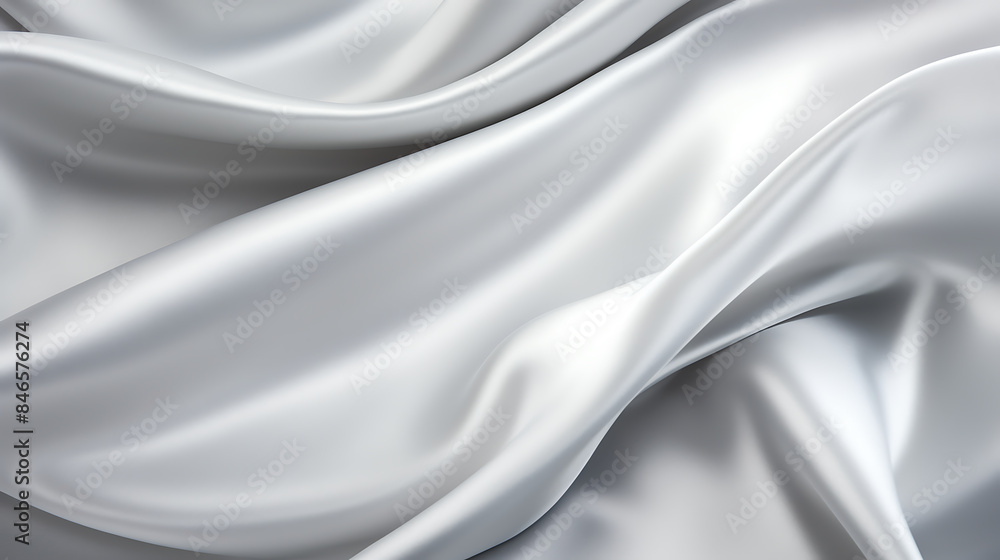 Fototapeta premium Closeup of rippled white silk fabric lines. 3d render illustration