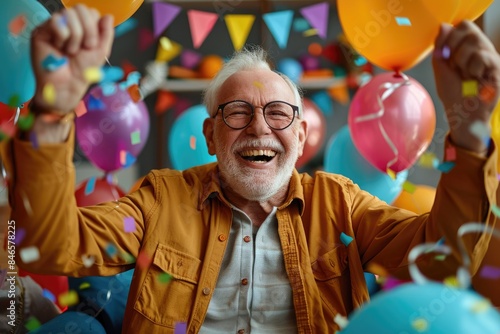 Elderly men and balloons