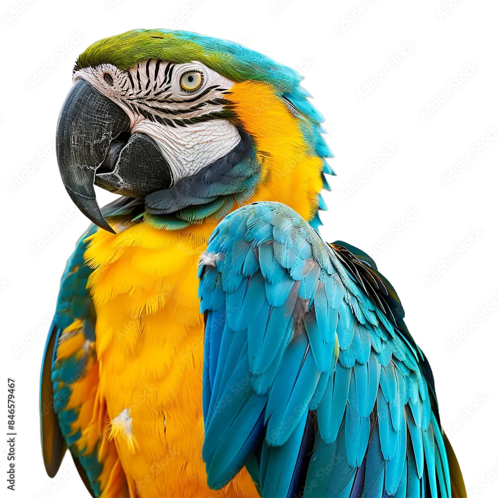 blue and yellow macaw isolated on a transparent background, blue and yellow macaw isolated on a transparent background,